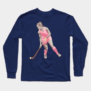 Field Hockey Player: Sand & Blush Pink Long Sleeve T-Shirt